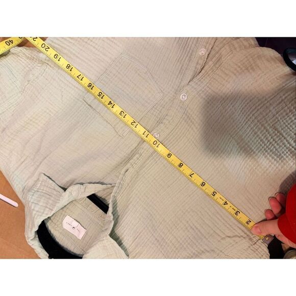 LOU & GREY • Sage Green Crinkle Long-sleeve Button-up Shirt • Ladies Size XS - Picture 8 of 8